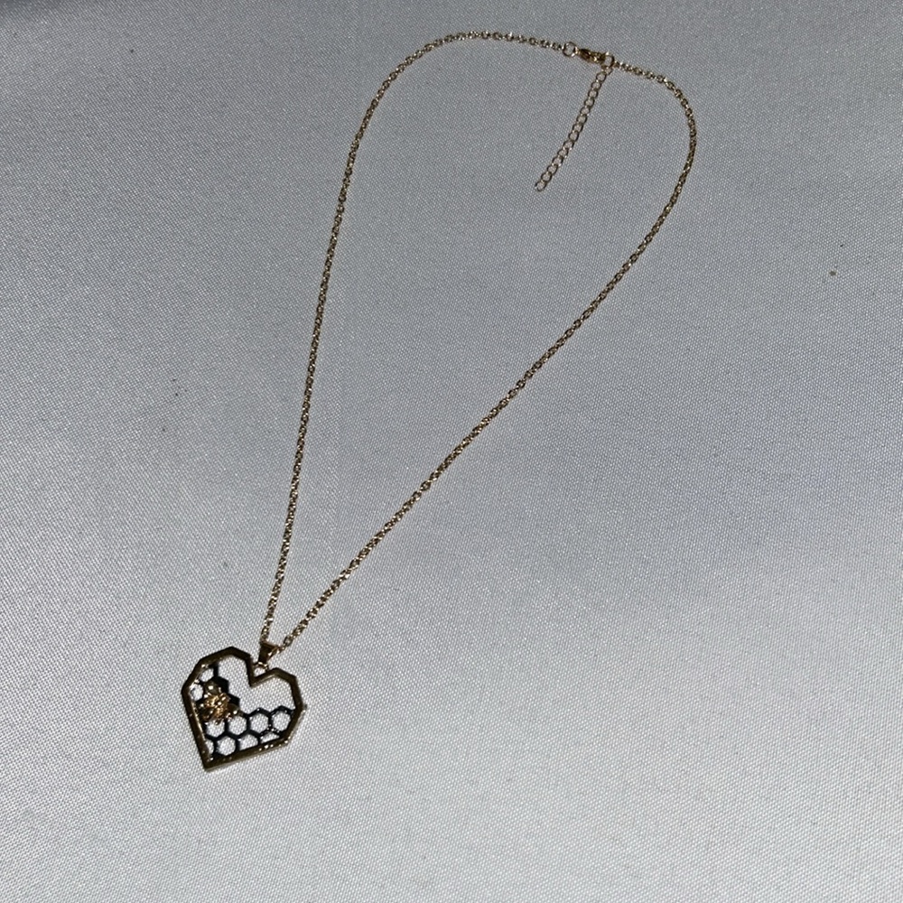 Heart with Bee & Honeycomb Necklace - Picture 6 of 9
